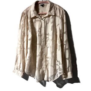 Torrid MADISON CLIP FLORAL Burnout CHIFFON BUTTON Up Long Sleeve SHIRT Size 1X